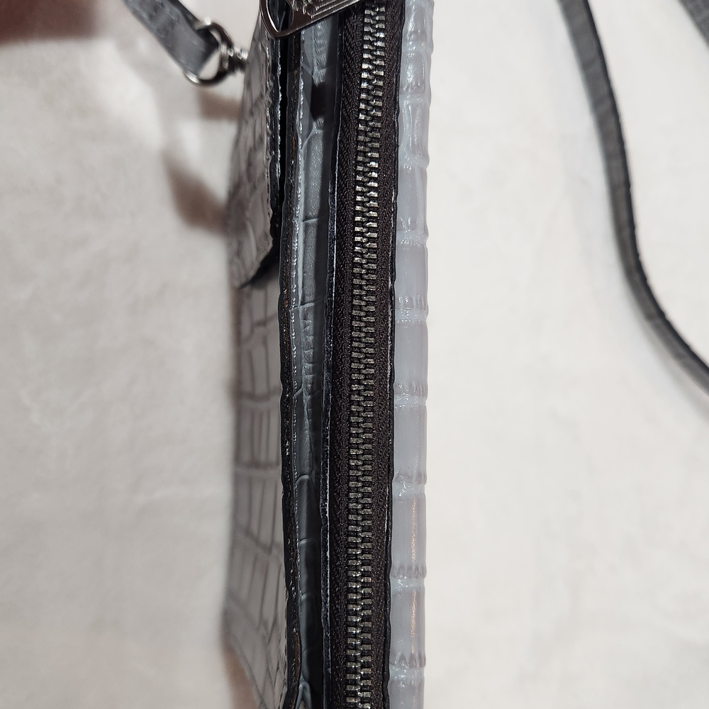 Patricia Nash Gray Croc-Embossed Crossbody Wallet - Picture 8 of 10